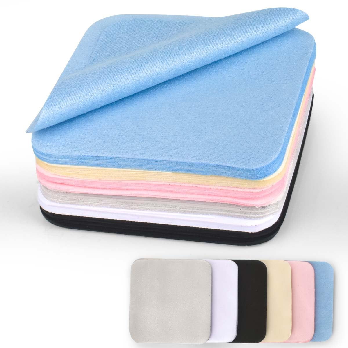 CONLI 60-Pack Small Microfiber Cleaning Cloths for Eyeglasses – Luxury Suede, 8x8 cm