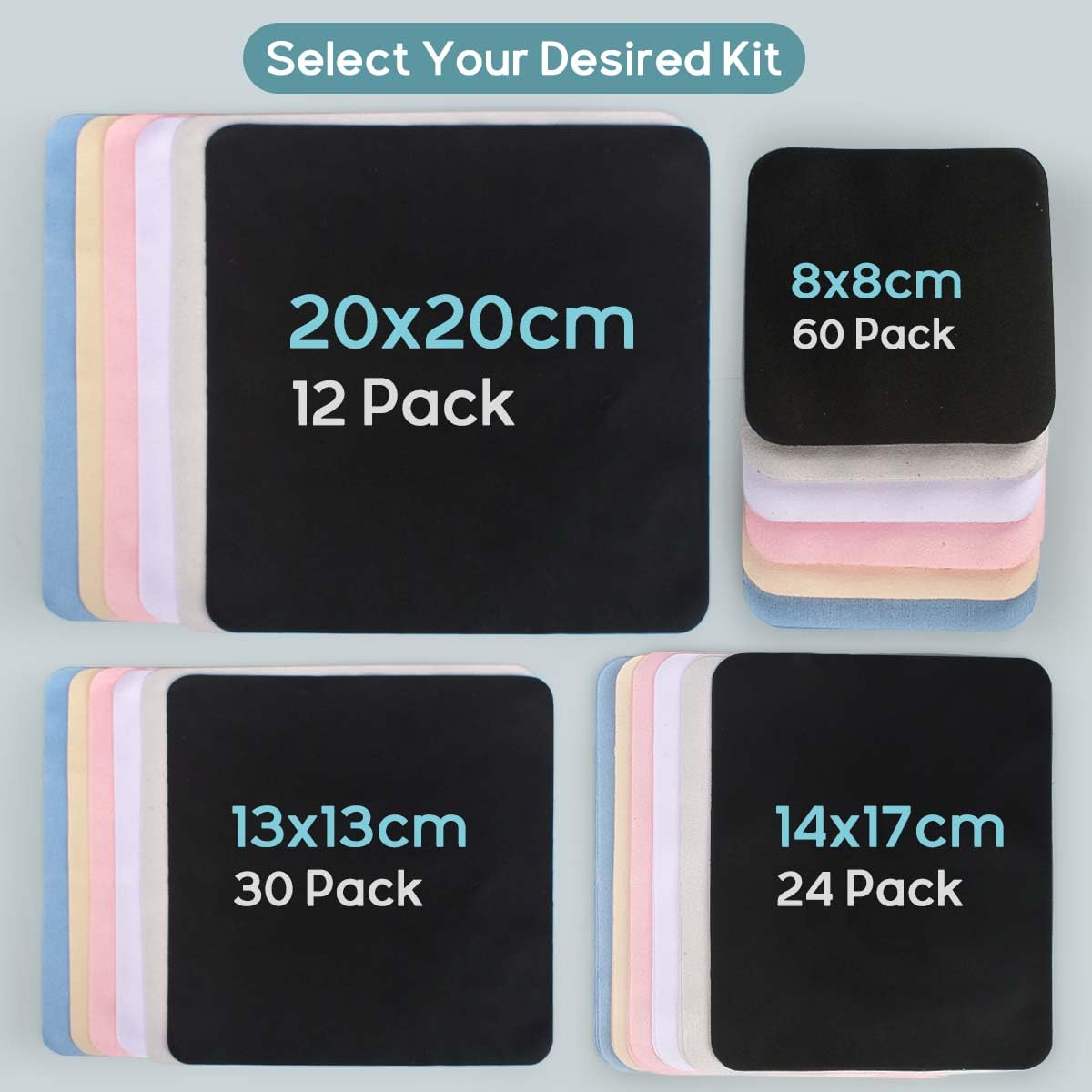 CONLI 60-Pack Small Microfiber Cleaning Cloths for Eyeglasses – Luxury Suede, 8x8 cm