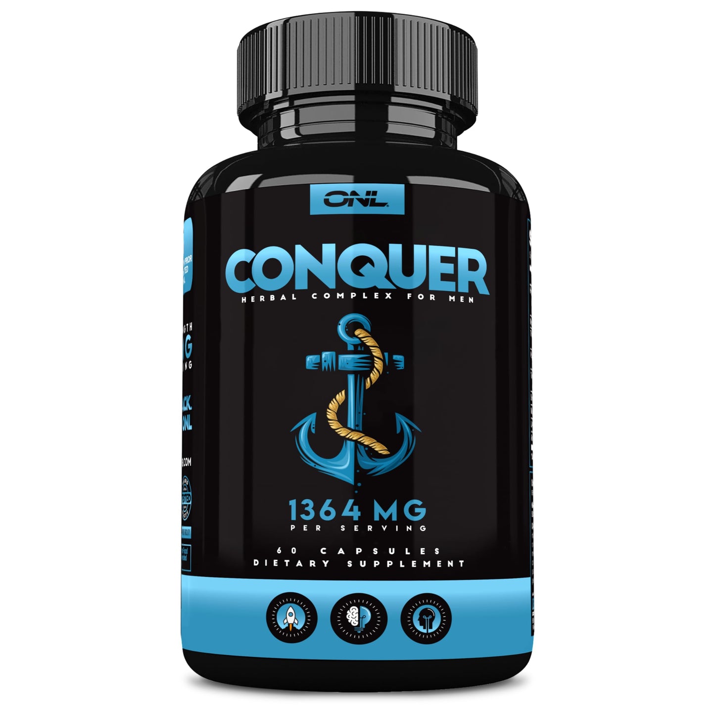 Conquer Men's Fertility Supplement - Testosterone Booster with Maca Root, Horny Goat Weed & Tribulus Terrestris - Male Fertility & Libido Support - 60 Count