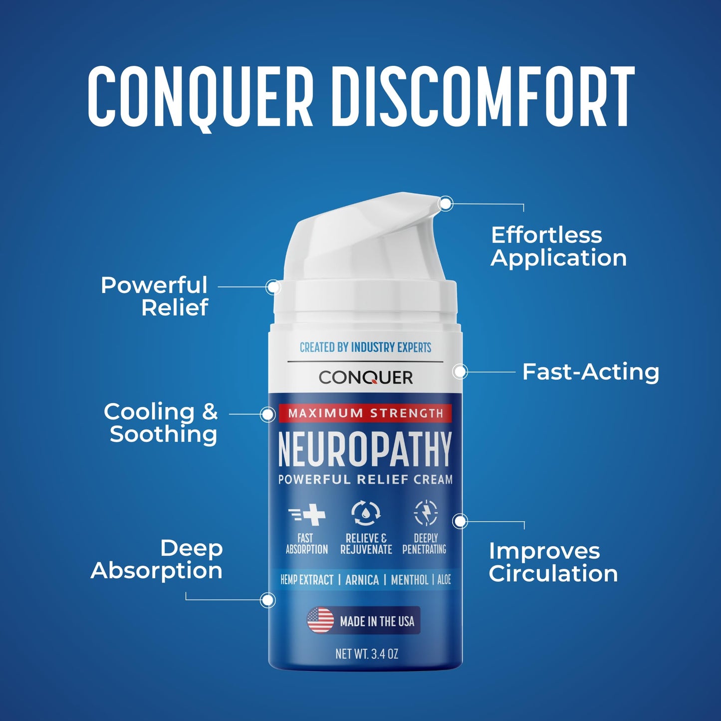 Conquer Neuropathy Cream | Fast-Acting Nerve Pain Relief for Feet & Hands