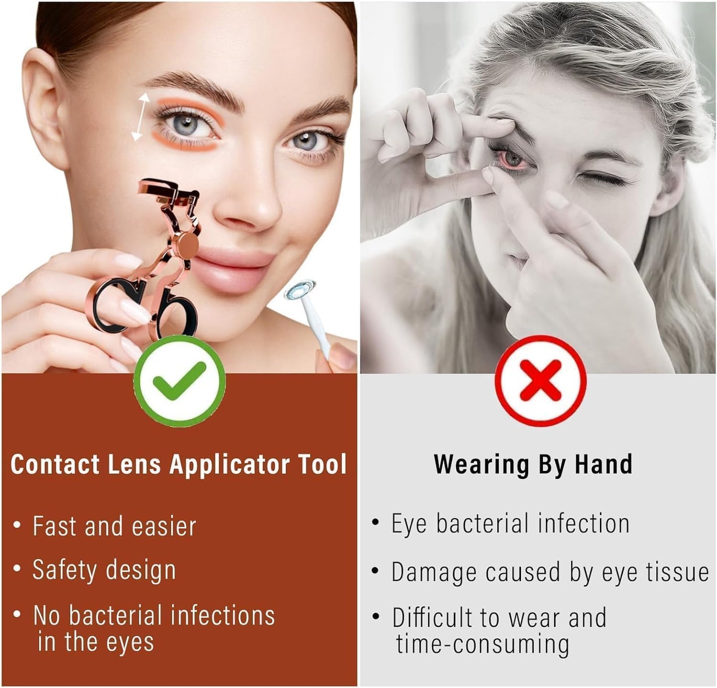 Contact Lens Applicator Tool - Rose Gold | Easy Apply/Remove for Beginners