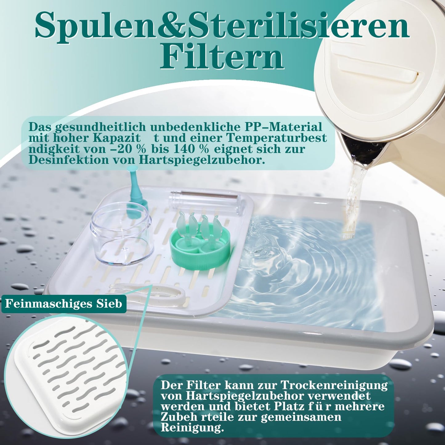 Contact Lens Cleaner Tray | Rinse & Dry Case for RGP/Hard Lenses (150ml)
