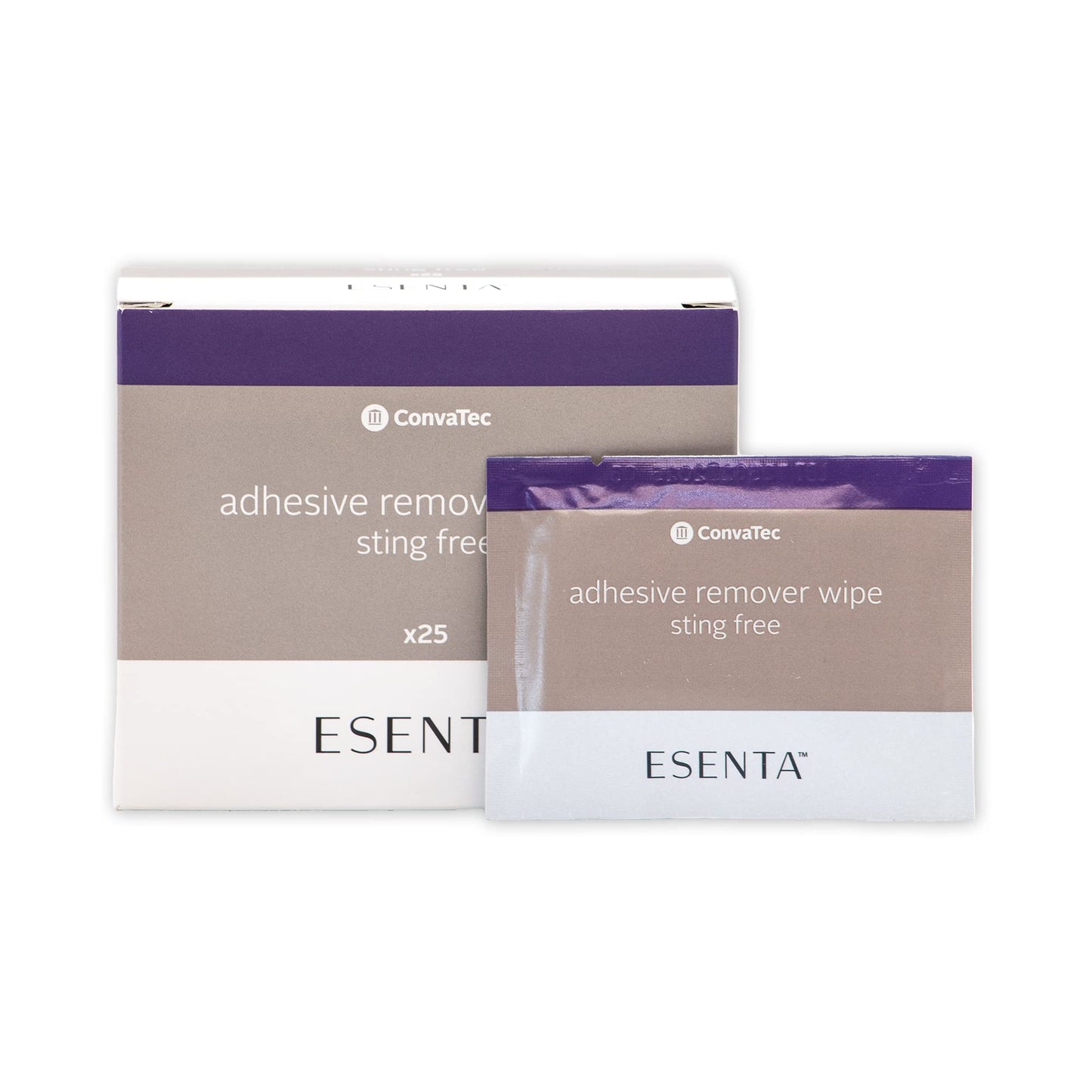ConvaTec ESENTA Sting-Free Adhesive Remover Wipes — Alcohol-Free, Latex-Free, 25ct Pack (Case of 20)