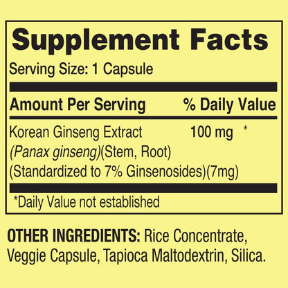 Convergence Korean Panax Ginseng Vegetarian Capsules 100 mg – 60 Count