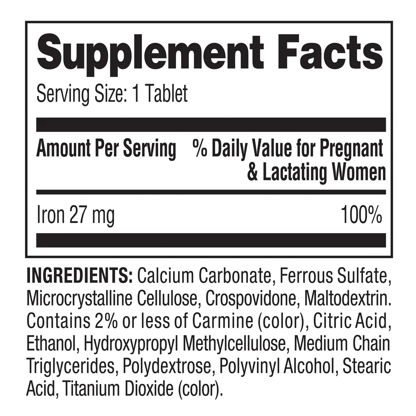 Convergence Spring Valley Iron as Ferrous Sulfate Tablets – 27 mg Iron, 250 Count | Prenatal Health Support, Gluten-Free
