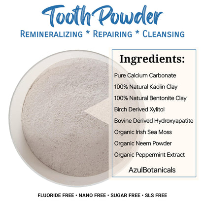 Remineralizing Tooth Powder - Cool Mint (Fluoride Free, SLS Free, Nano Free)