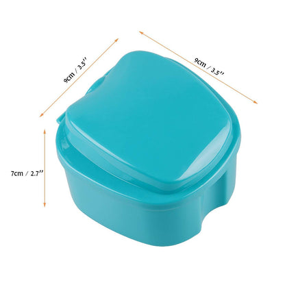 Coolrunner Denture Case with Strainer - Travel Denture Cup & Retainer Cleaning (Green)