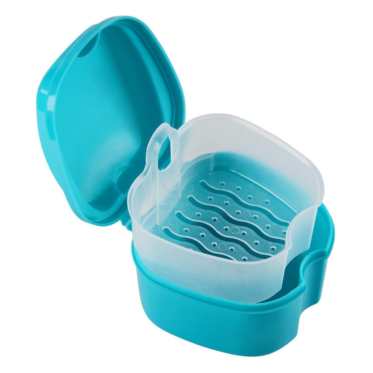 Coolrunner Denture Case with Strainer - Travel Denture Cup & Retainer Cleaning (Green)