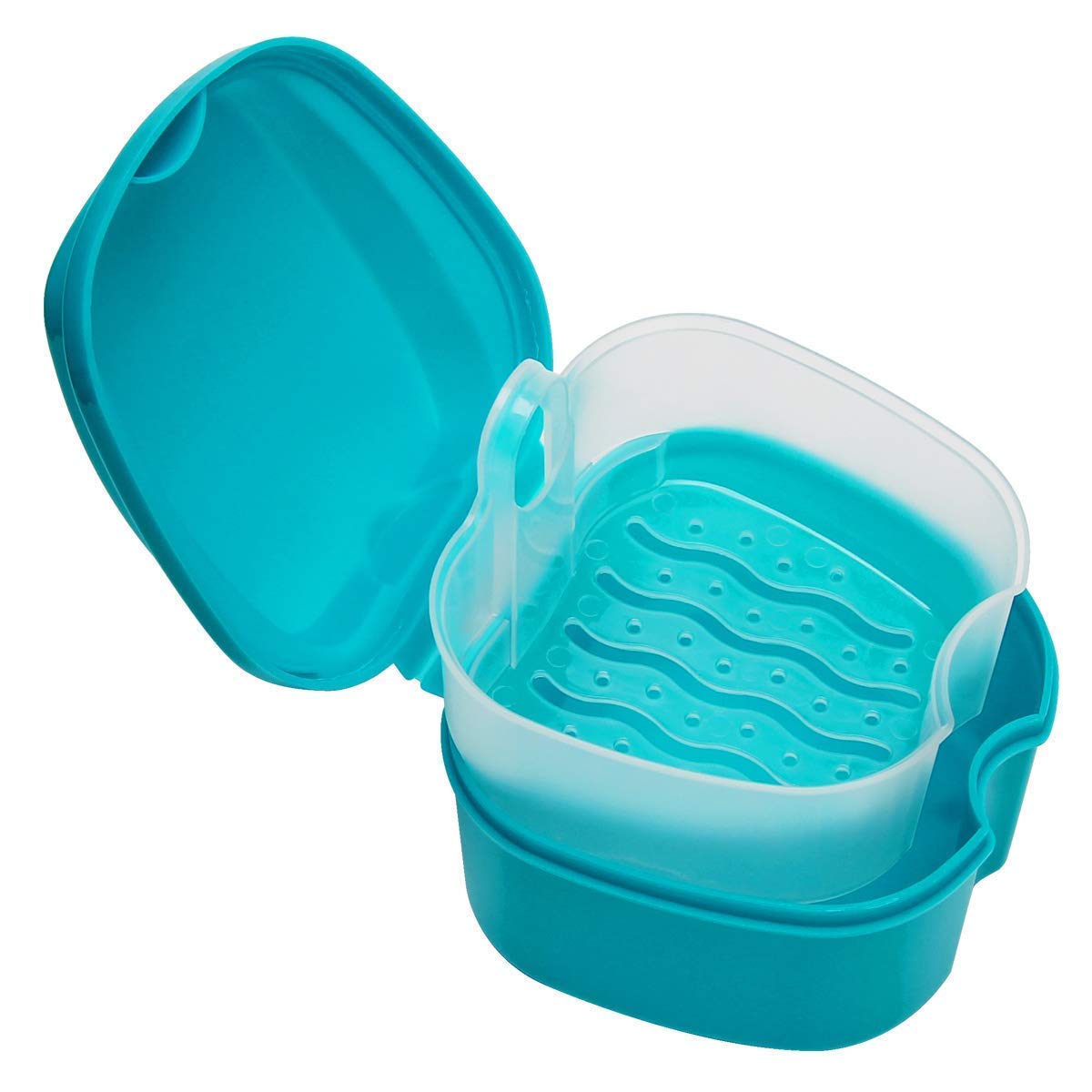 Coolrunner Denture Case with Strainer - Travel Denture Cup & Retainer Cleaning (Green)