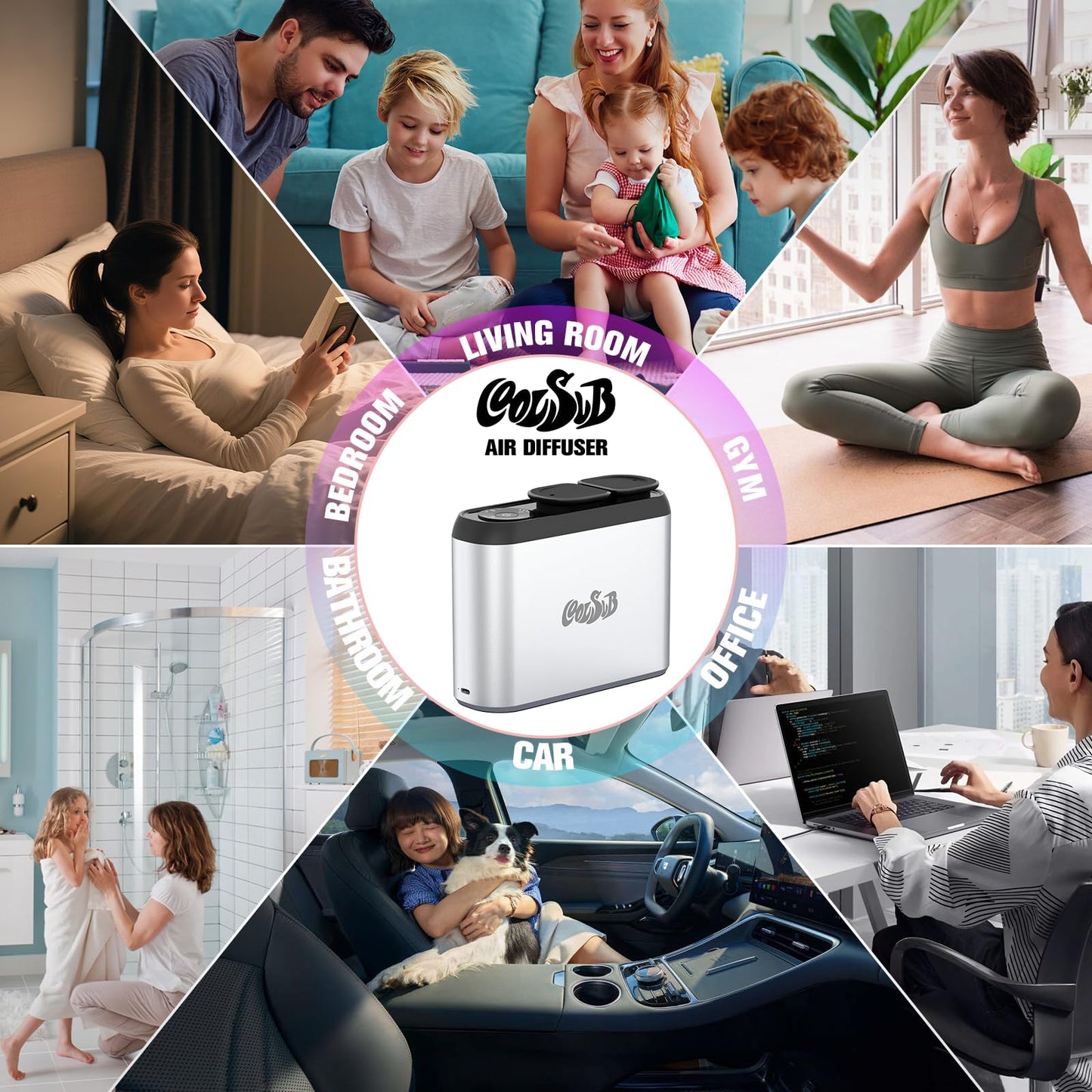 CoolSub Smart Aroma Diffuser | Dual-Nozzle Waterless Diffuser with Bluetooth App & Silent Cool Mist