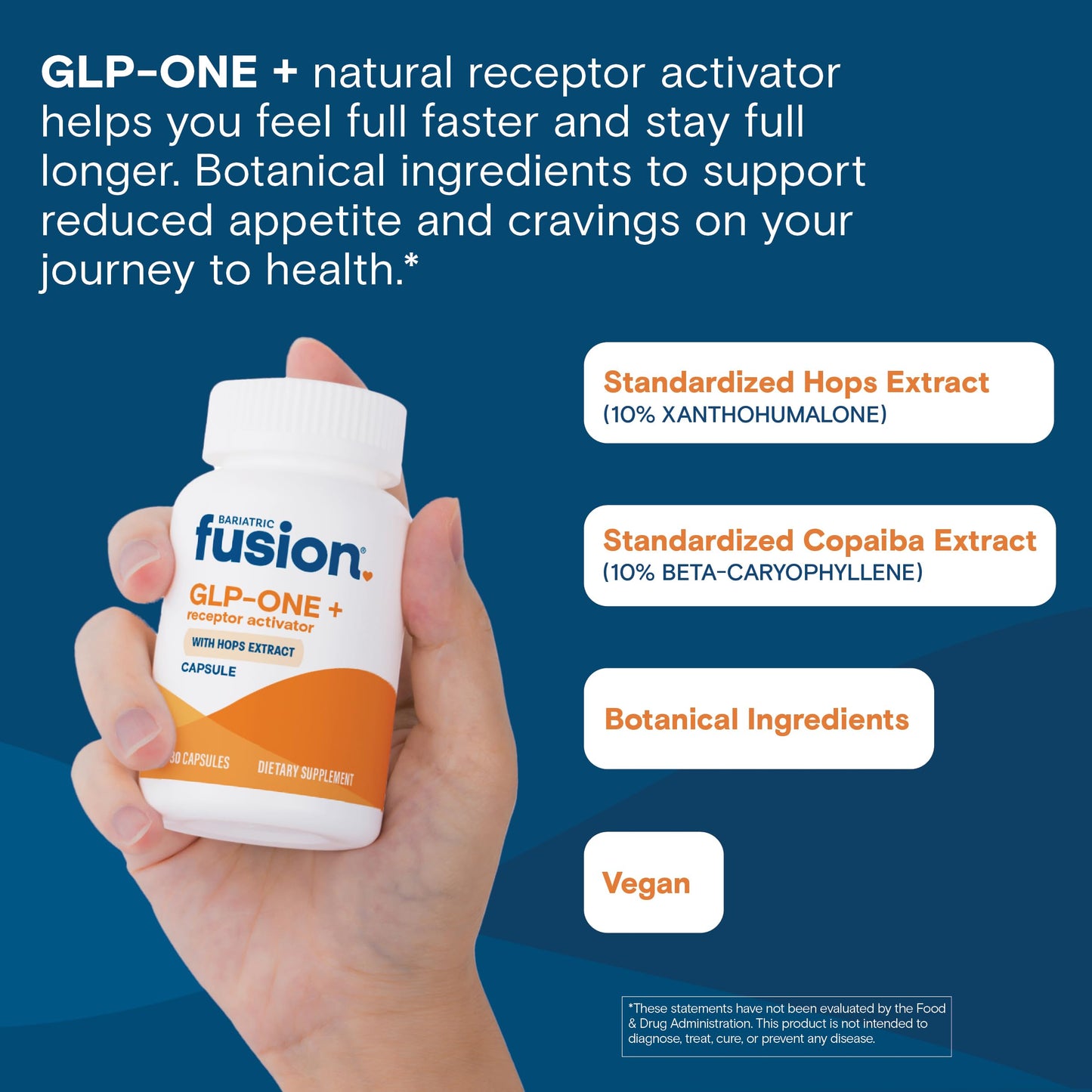 Bariatric Fusion GLP-1 Plus | Activate GLP-1 Receptors to Feel Full Faster | Gluten Free & Vegan | 30 Capsules