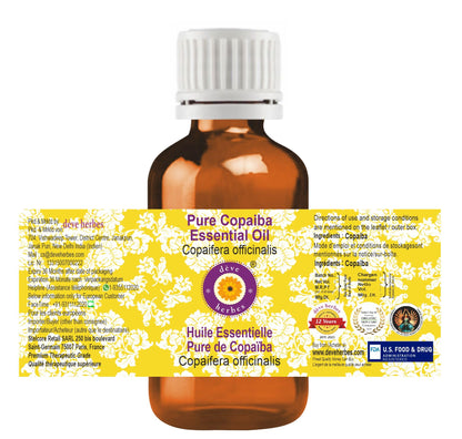 dève herbes Copaiba Essential Oil (Copaifera officinalis) – Pure, Non-Sticky, Non-Greasy & Lightweight | Steam Distilled 15ml (0.5 oz)