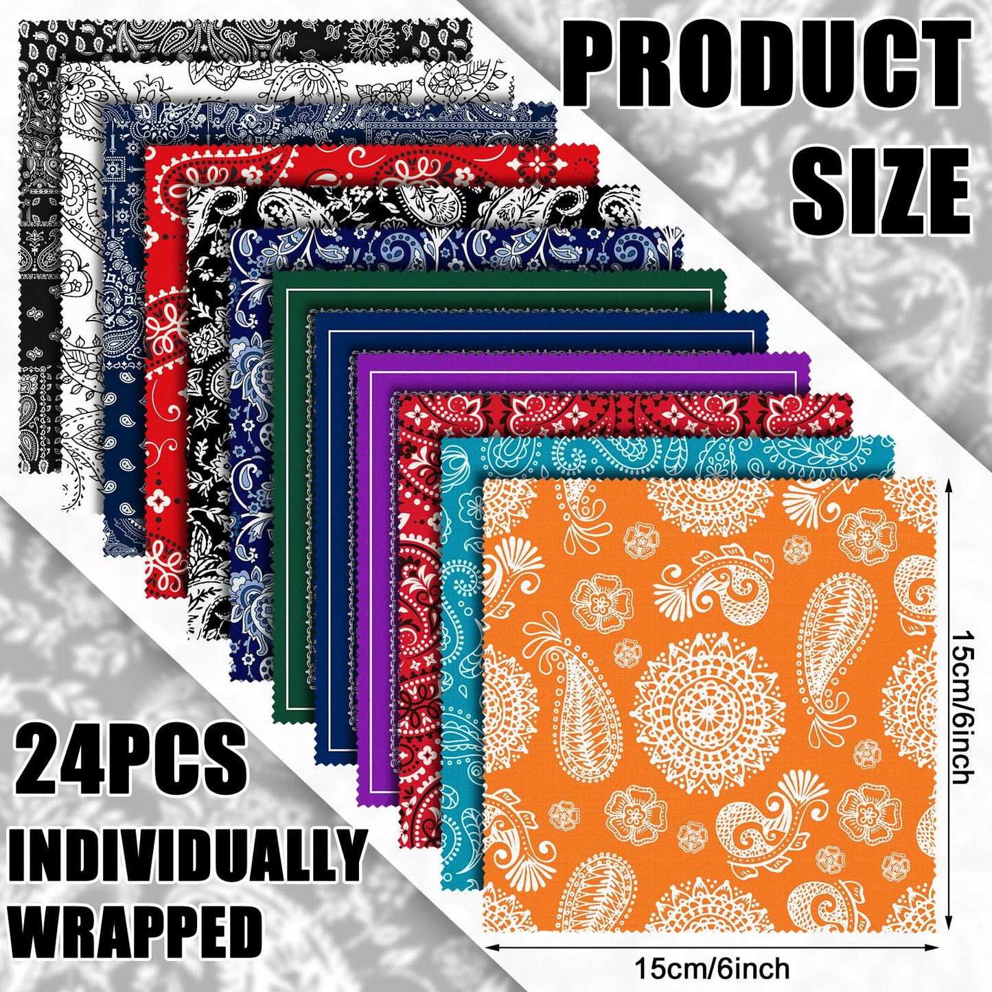 Copkim 24 Pcs Microfiber Cleaning Cloths – Paisley Elegant Flowers Design, 6x6 inch, Multicolor Lens Wipes