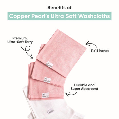 Copper Pearl Ultra-Soft Baby Bath Washcloths – 11x11 Sesame Scribbles (6-pack)