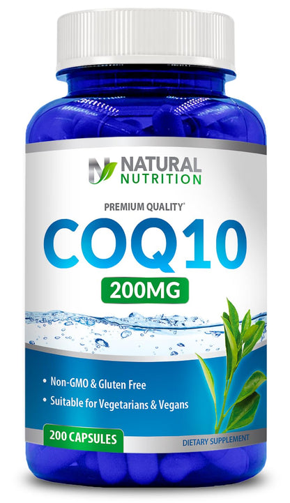 Generic Natural CoQ10 200mg – 200 Capsules, Quick Absorption | Gluten Free & Non-GMO