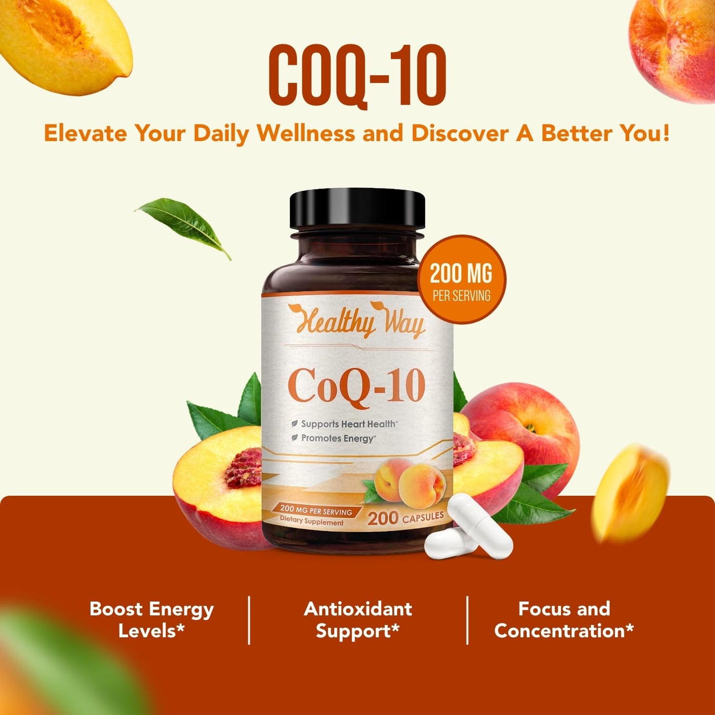 Coenzyme Q10 200mg Supplement – Heart Health & Energy Support