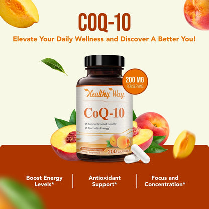 Coenzyme Q10 200mg Supplement – Heart Health & Energy Support