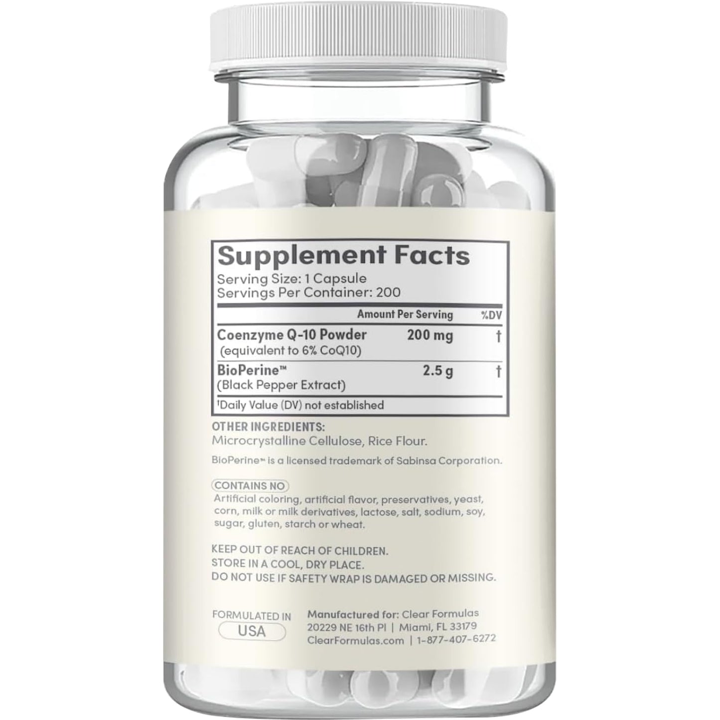CoQ10 200mg with BioPerine – Enhanced Absorption CoQ10 200mg (200 Servings)