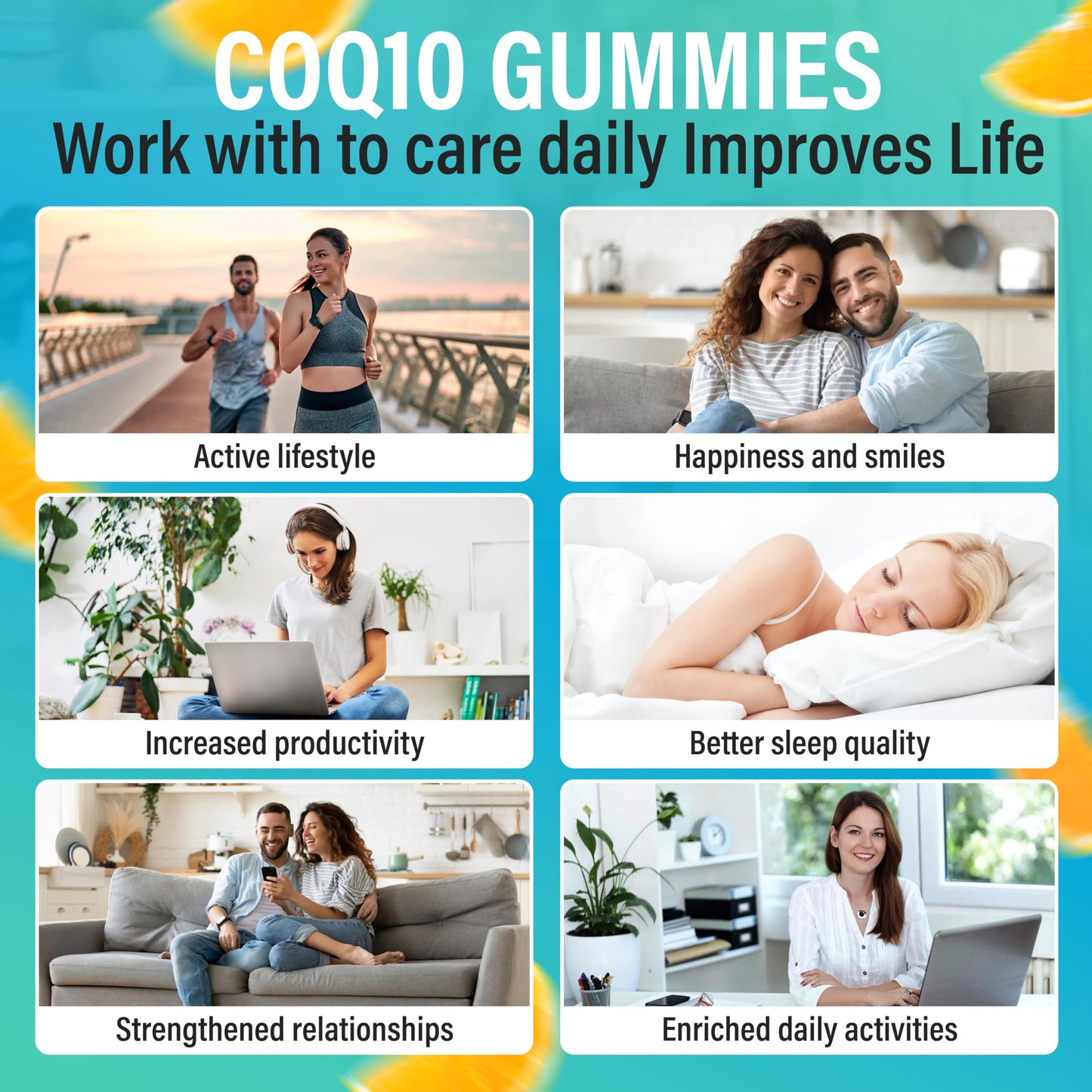 CoQ10 200mg Gummies with Red Yeast Rice & Magnesium Glycinate – Omega-3, Zinc, and Vitamin K2+D3 for Overall Health – Supplements for Adults – 60 Chewable Gummies