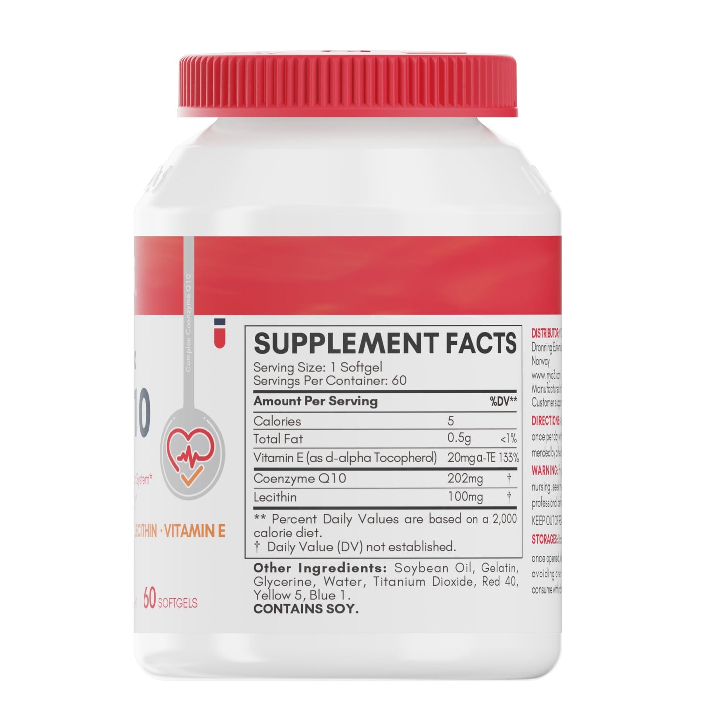 CoQ10 200mg with Lecithin and Vitamins E, Ultra High Absorption, Antioxidant for Heart Health & Energy Production, High Coenzyme Q10 Content, Gluten Free, Non-GMO, 60 Days Supply