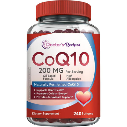 CoQ10 200mg High Absorption with Olive Oil – 240 Softgels | Doctor's Recipes