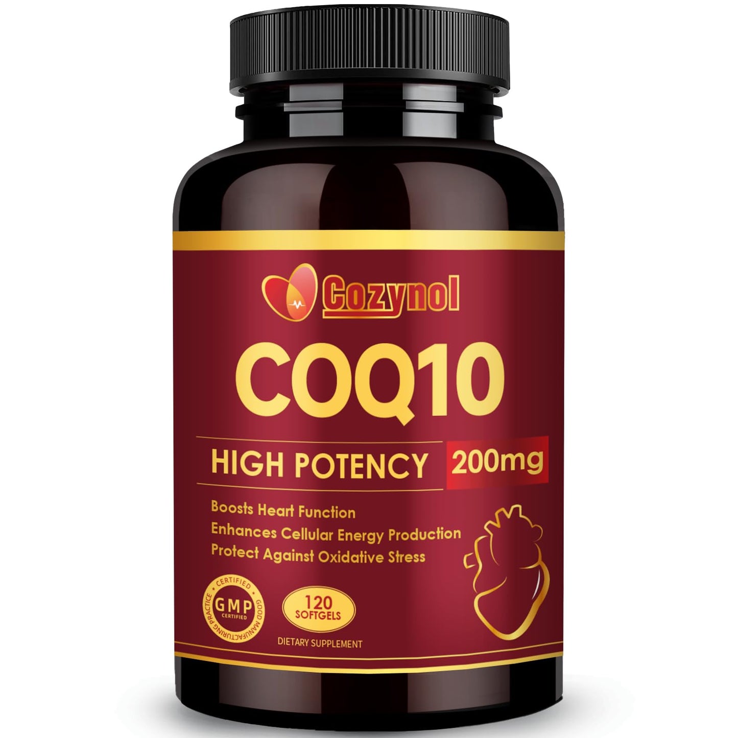 CoQ10 200mg Softgels with PQQ & Omega-3 – Maximum Absorption, 120 Count