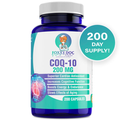 Dr. Valerie Nelson CoQ10 200mg - Quick Absorption Veggie Caps - Non-GMO | 200 Count | Foxxy Doc