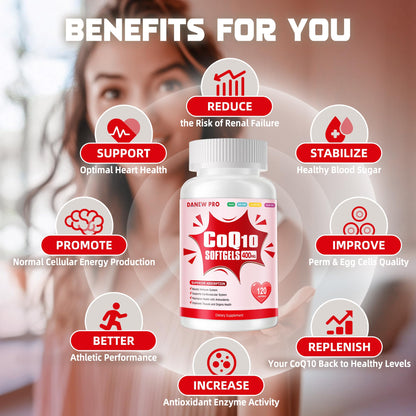 CoQ10 400mg Softgels with PQQ, BioPerine & Omega-3 | High-Absorption Coenzyme Q10 (120 Servings)