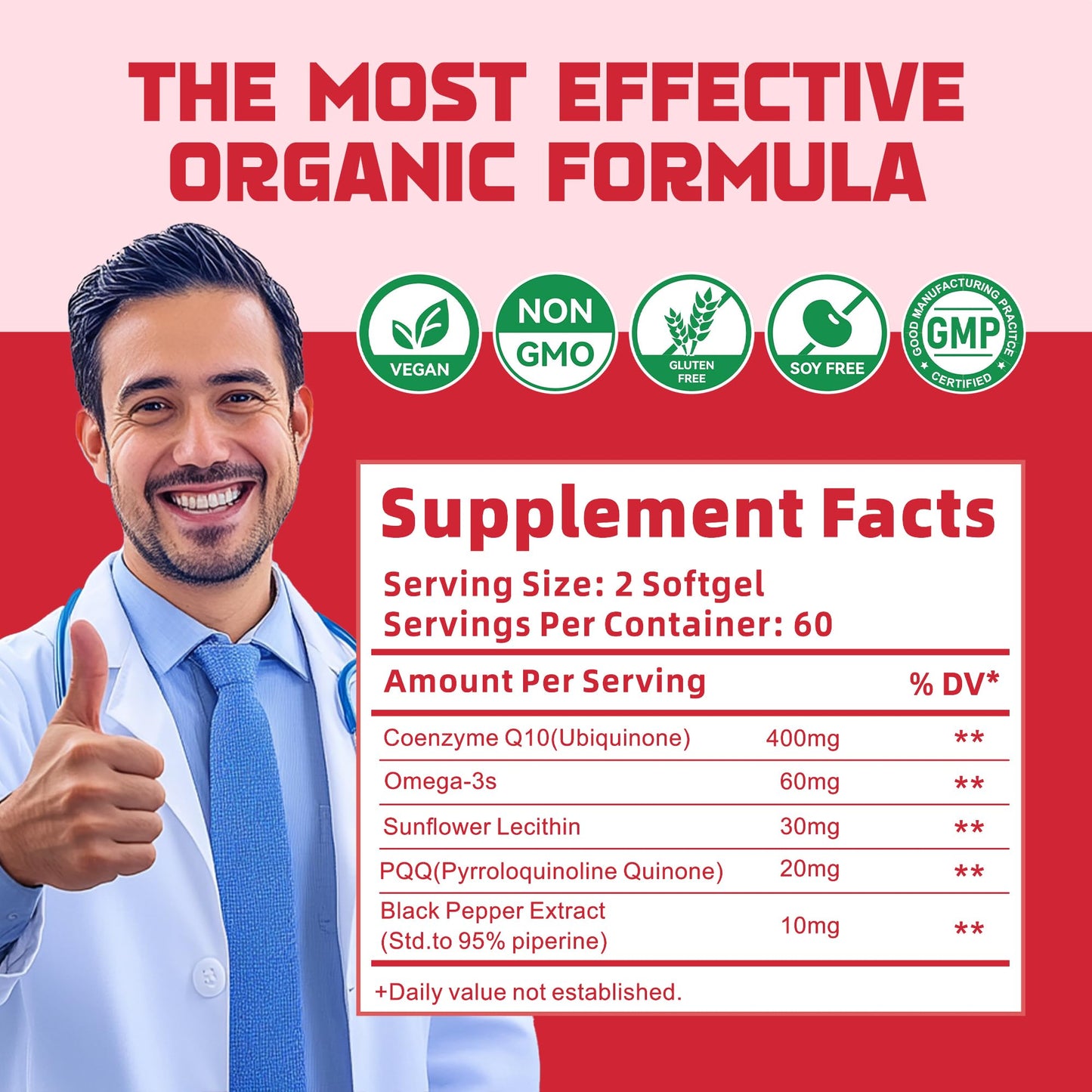 CoQ10 400mg Softgels with PQQ, BioPerine & Omega-3 | High-Absorption Coenzyme Q10 (120 Servings)