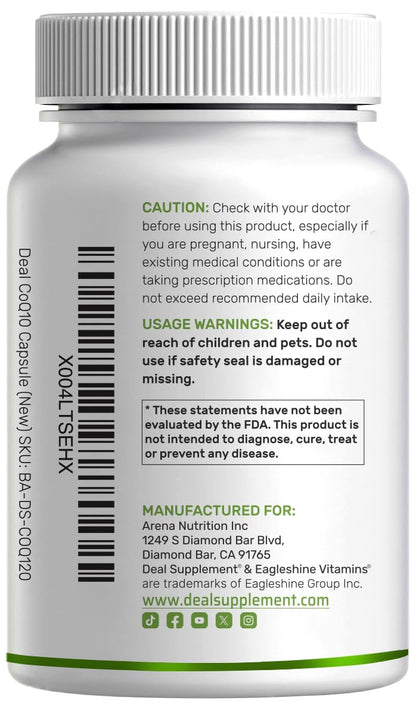 CoQ10 600mg, 120 Capsules – Omega 3 100mg – Max Strength, Bioavailable CoQ10 – Heart, Energy & Brain Health – Non-GMO