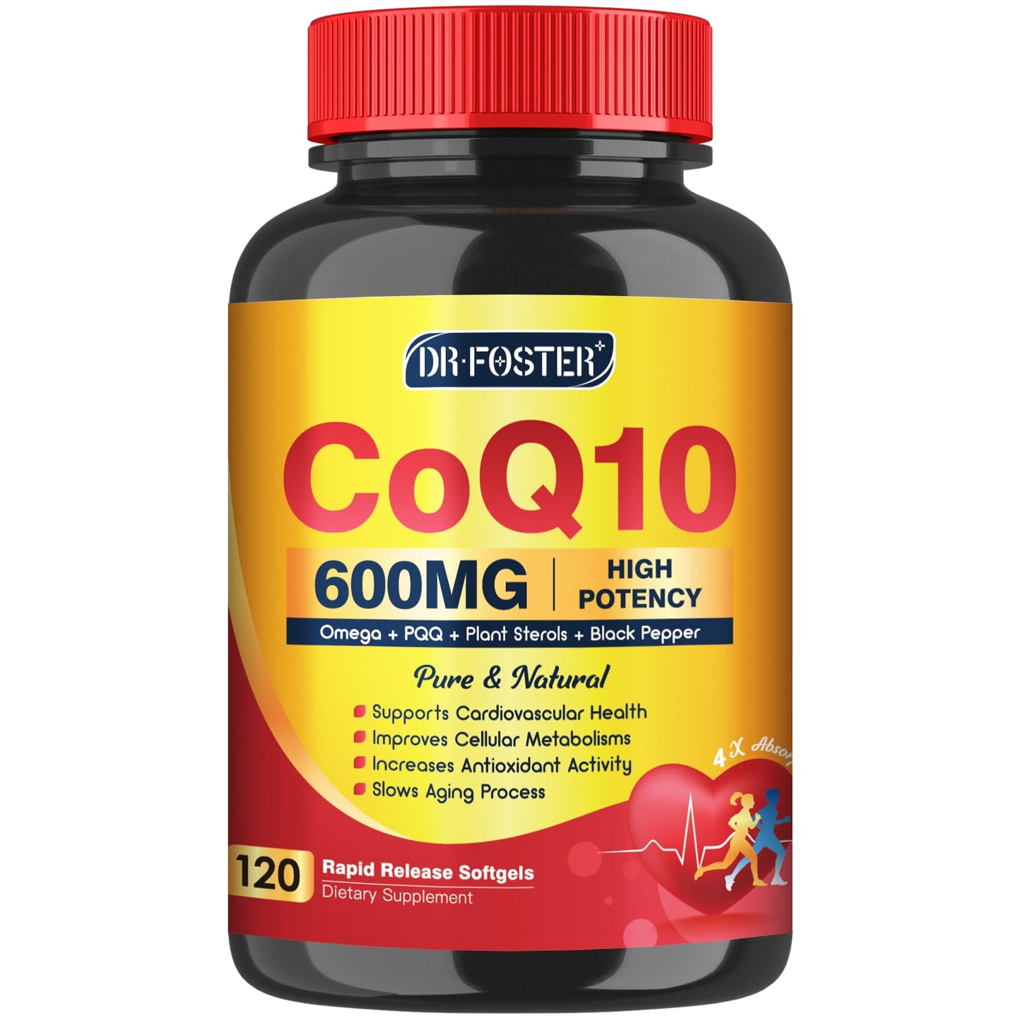 CoQ10 600 mg Softgels – Coenzyme Q10 Supplement with Omega-3, PQQ & Vitamin E | 60 Servings