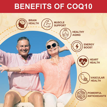 CoQ10 200mg Softgels with Vitamin E, Omega 3-6-9, PQQ | High Absorption Bioperine | Heart & Cellular Energy - 120 Servings