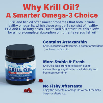 Antarctic Krill Oil 1200 mg – Omega-3 EPA/DHA, Astaxanthin