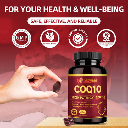 CoQ10 200mg Softgels with PQQ & Omega-3 – Maximum Absorption, 120 Count