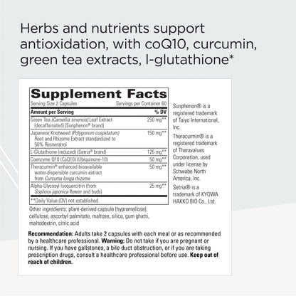 Integrative Therapeutics ProThrivers Wellness Flavonoid Complex - CoQ10, Curcumin, Green Tea, L-Glutathione | 120 Capsules | Dairy Free