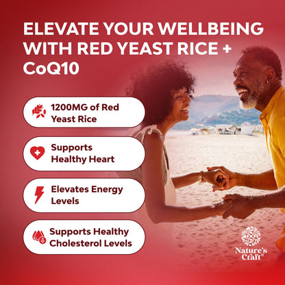 Red Yeast Rice with CoQ10 - 1200 mg Heart Health & Cholesterol Support - 60 Capsules