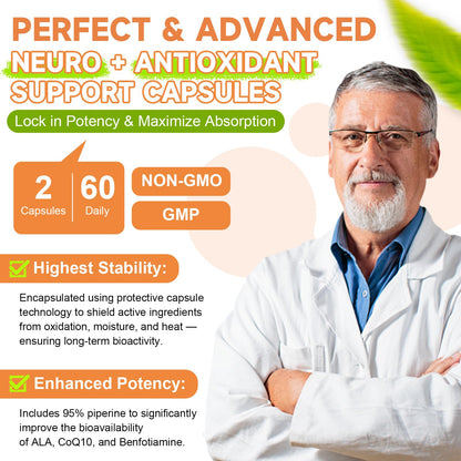 Alpha Lipoic Acid 600mg with Benfotiamine 300mg – Nerve Health & Antioxidant Support (120 Veg Caps)