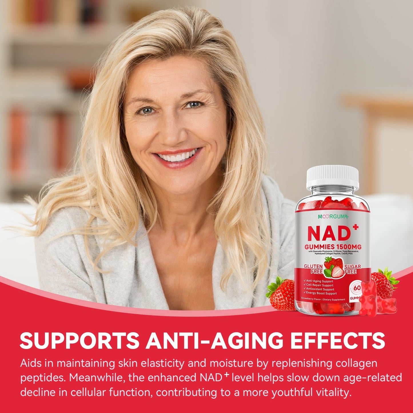 NR Collagen CoQ10 NAD+ Gummies - 1500mg per Serving, Energy & Anti-Aging | 120 Count