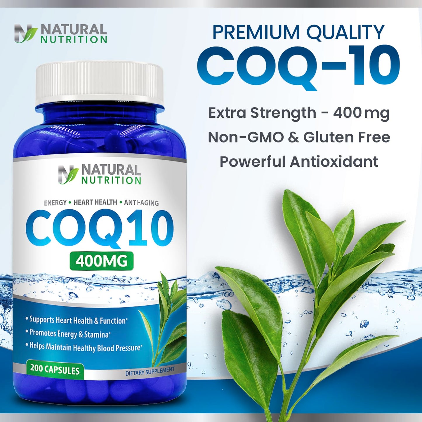 CoQ10 400mg – 200 Capsules | Maximum Strength, High Absorption, Gluten Free, Non-GMO