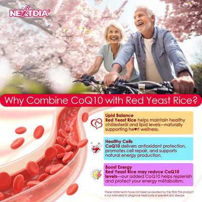 CoQ10 Gummies 200mg Ultra High Absorption with Red Yeast Rice, Omega-3 & B Vitamins