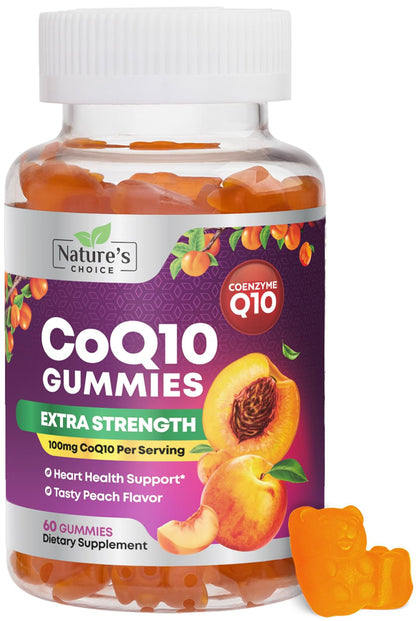 CoQ10 Gummies for Adults 100mg - 3X Strength, High Absorption | Heart Health & Energy Support | 60 CoQ10 Gummies
