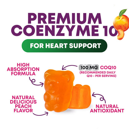 CoQ10 Gummies for Adults 100mg - 3X Strength, High Absorption | Heart Health & Energy Support | 60 CoQ10 Gummies