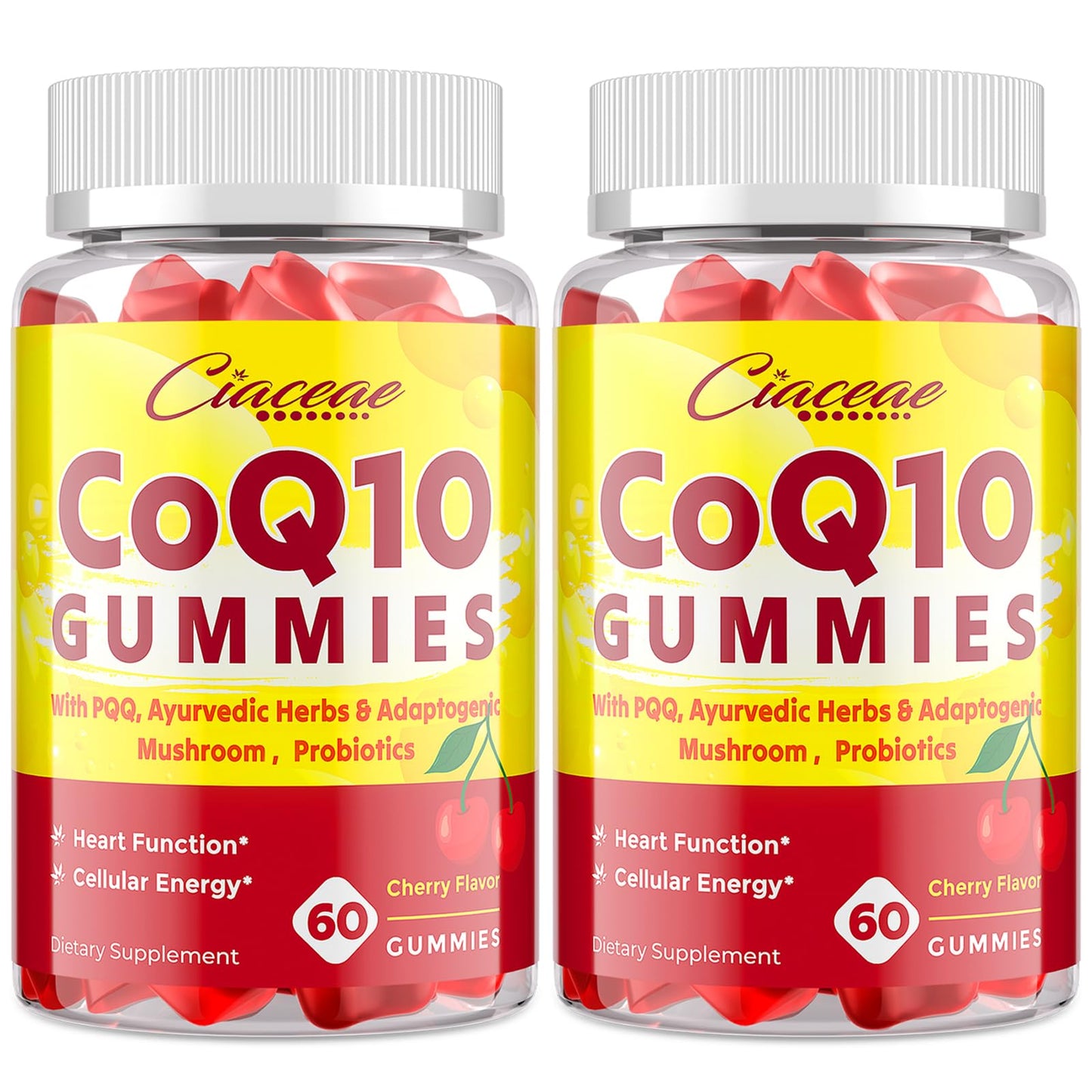 CoQ10 Gummies with PQQ 400 mg – High Potency, Cherry Flavor, 120 Vegan Gummies