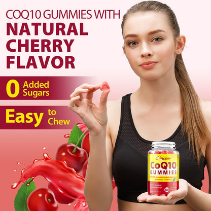 CoQ10 Gummies with PQQ 400 mg – High Potency, Cherry Flavor, 120 Vegan Gummies