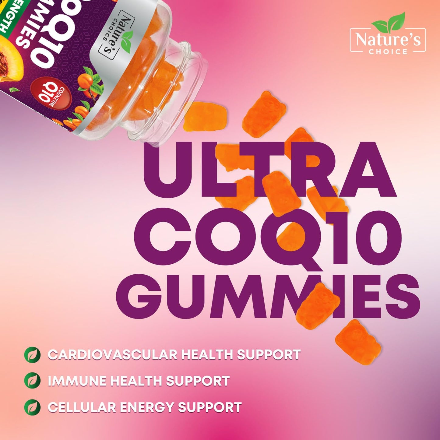 CoQ10 Gummies for Adults 100mg - 3X Strength, High Absorption | Heart Health & Energy Support | 60 CoQ10 Gummies