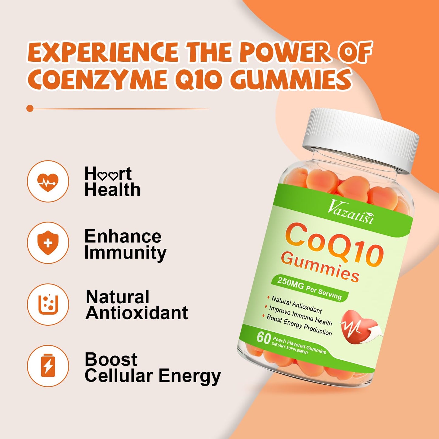 2 Pack CoQ10 Gummies 250 mg with Omega-3, Magnesium & Vitamin B12 – 120 Count