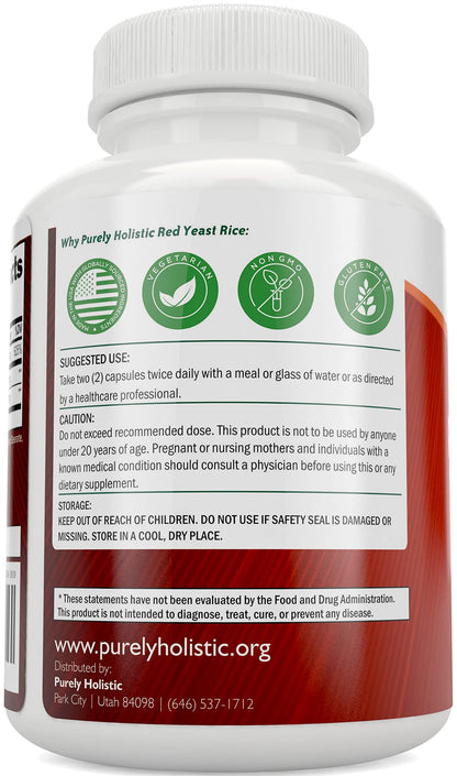 Red Yeast Rice 1200mg with CoQ10 & Niacin – 120 Vegetarian Capsules | Healthy Heart Formula