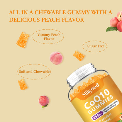 2 Pack CoQ10 Gummies with Omega-3, Vitamin B3, Zinc & Magnesium – 5X High Absorption CoQ10, Peach Flavor, 120 ct