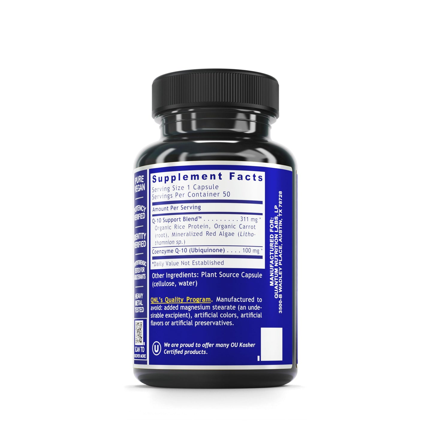 Quantum Nutrition Labs CoQ-10 Qultured 100mg Ubiquinol - Heart, Nerve & Immune Support | 60 Veg Capsules