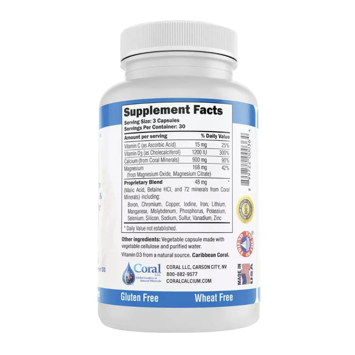 Coral Complex 3 — Coral Calcium 900 mg + Vitamin D3 1200 IU + Magnesium 168 mg | 300 Vegetarian Capsules | Coral White BritishVita | Premium UK Vitamins & Wellness Supplements